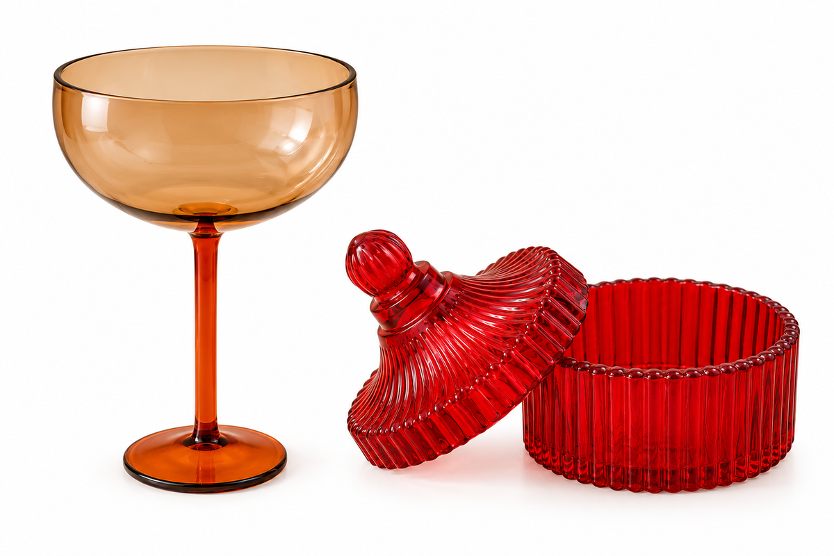 Amber GlassElegant  Coupe – Vintage Style Stemmed Glass