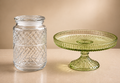 Vintage Textured Glass Jar & Pedestal Cake Stand
