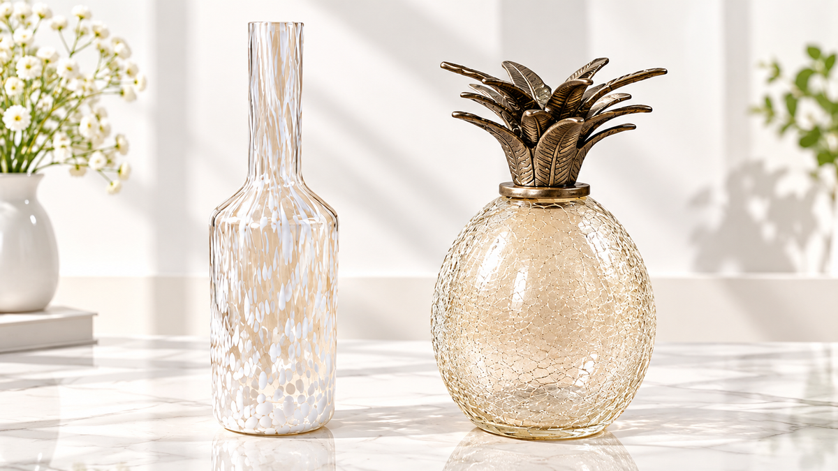 Elegant Speckled Glass Decorative Vase