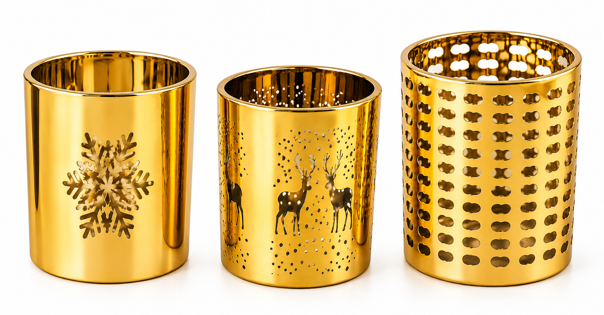 Gold Snowflake Cut-Out Candle Holder