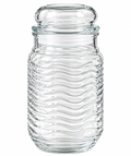 Elegant Wave-Textured Clear Glass Storage Jar with Lid